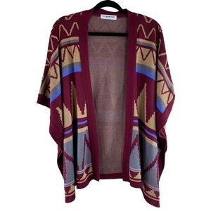 Cotton Emporium Open Cardigan Aztec Southwest Sweater Cape Poncho Sz M-L